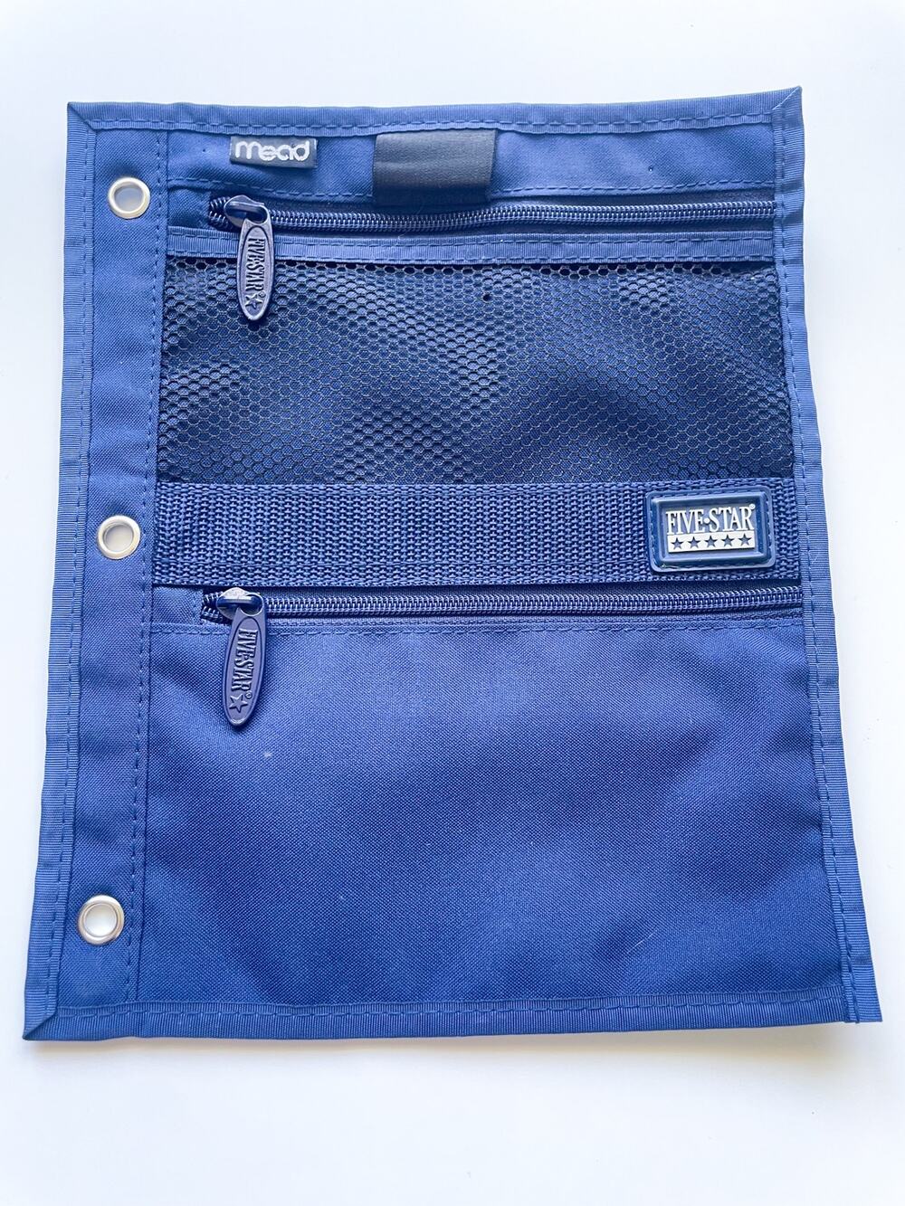 Mead Five Star Two Pocket Zipper Pouch Pencil Case with 3-Ring Binder Holes